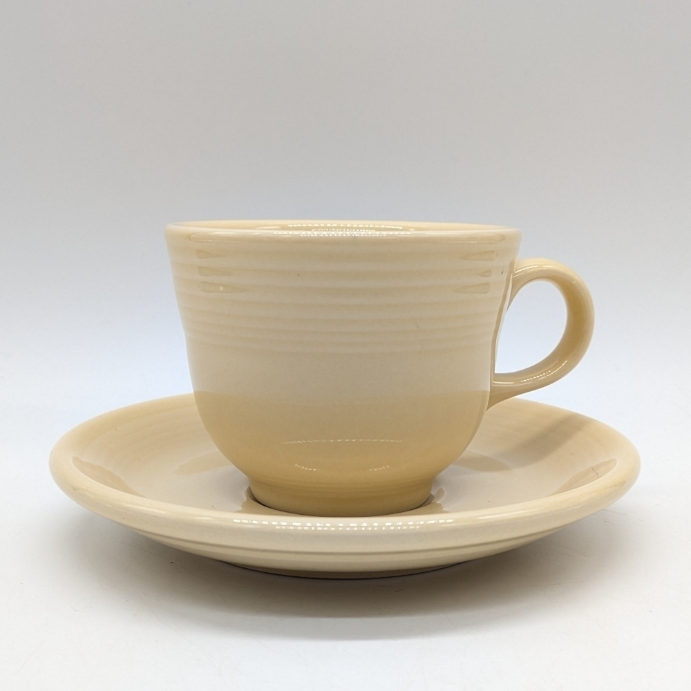Fiesta Ware Old Ivory Cream Ceramic Tea Cup & Saucer Set